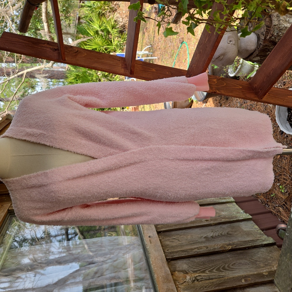 Misscosy Mean Girls Y2K Preppy Longline Fluffy Open Front Pink Cardigan Sweater